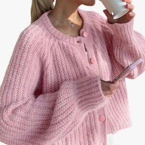 Cozy Pink Knit Sweater cardigan medium